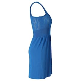 Balenciaga-Balenciaga Sleeveless Fine Knit Dress in Blue Silk-Blue