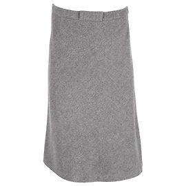 Max Mara A-Line Midi Skirt in Grey Wool Grey