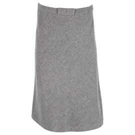 Max Mara-Max Mara A-Line Midi Skirt in Grey Wool-Grey