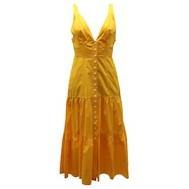A.L.C-a.l.C. Jordyn Tiered Midi Dress in Yellow Cotton-Yellow