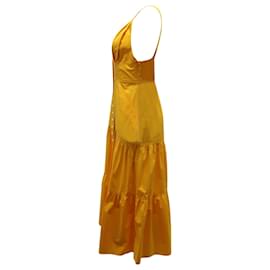 A.L.C-a.l.C. Jordyn Tiered Midi Dress in Yellow Cotton-Yellow