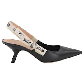 Dior-Dior J'Adior Slingback Kitten Pumps in Black Leather-Black