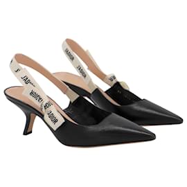 Dior-Dior J'Adior Slingback Kitten Pumps in Black Leather-Black