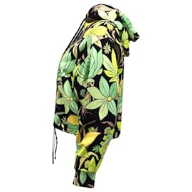 Fendi-Fendi FF Floral Cropped Hoodie in Green Cotton-Green