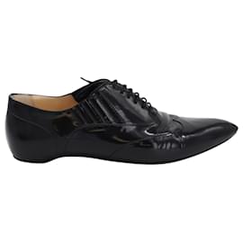 Christian Louboutin-Christian Louboutin Lace-Up Oxfords in Black Patent Leather-Black