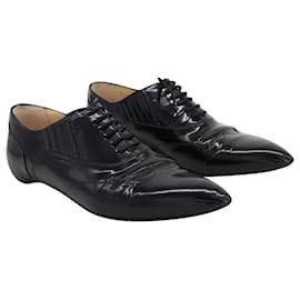 Christian Louboutin-Christian Louboutin Lace-Up Oxfords in Black Patent Leather-Black