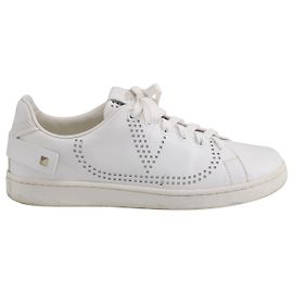Sneakers Valentino Garavani Backnet in Pelle Bianca Bianco