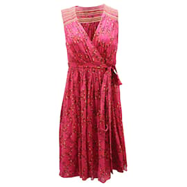 Diane Von Furstenberg-Diane Von Furstenberg Shalamar Print Wrap Dress in Pink Silk-Pink