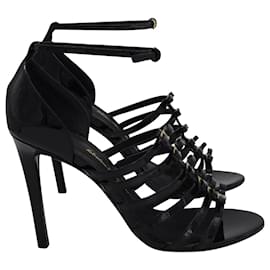 Salvatore Ferragamo-Salvatore Ferragamo Gladiator Strappy High Heeled Sandals in Black Patent Leather-Black