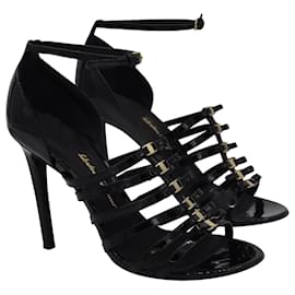 Salvatore Ferragamo-Salvatore Ferragamo Gladiator Strappy High Heeled Sandals in Black Patent Leather-Black