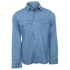 Tom Ford-Tom Ford Western Denim Shirt in Blue Cotton-Blue