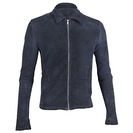 Giacca con zip Dolce & Gabbana in camoscio blu navy Blu Blu navy