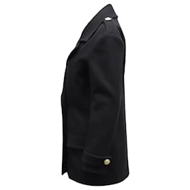 Balmain-Gefütterter Balmain-Mantel aus schwarzer Wolle-Schwarz
