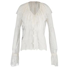 Philosophy di Lorenzo Serafini Top Lace Deep V en Polyamide Blanc Blanc Écru