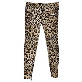 Pantalone Skinny Balmain Leopard in Cotone Stampa Animalier Altro Stampa python