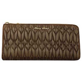 Miu Miu Matelassé Wallet in Brown Nappa Leather  Brown