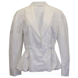 Ulla Johnson Veste Marras Peplum en Coton Lin Blanc Blanc