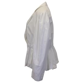 Ulla Johnson-Ulla Johnson Marras Peplum Jacket in White Cotton Linen-White
