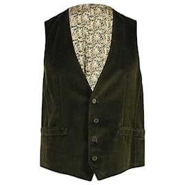Dolce & Gabbana-Dolce & Gabbana Two-Tone Paisley Back Vest in Green Velvet-Green