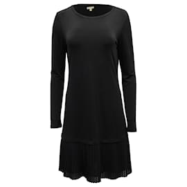 Michael Kors-Michael Michael Kors Pleated Hem Mini Dress in Black Polyester-Black