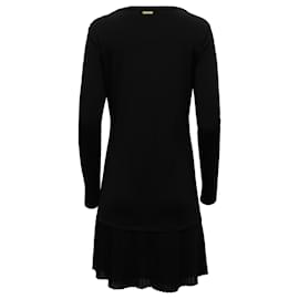 Michael Kors-Michael Michael Kors Pleated Hem Mini Dress in Black Polyester-Black