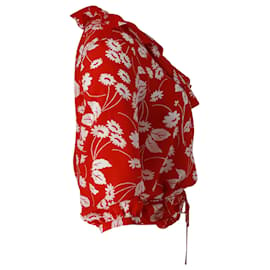 Autre Marque-Top incrociato Rixo con volant in seta floreale rossa-Altro