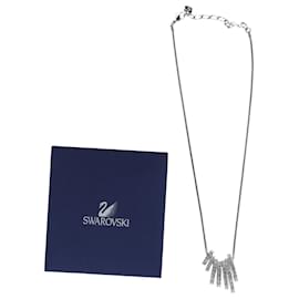 Swarovski-Collar con colgante de varios aros de cristal de Swarovski en metal plateado-Plata
