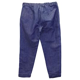 Max Mara-Pantalones tapered de cambray en algodón azul para piscina de Max Mara-Azul