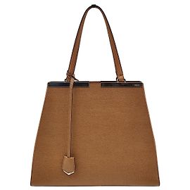Fendi 3 Bolsa de ombro Jours em couro e paládio Bege