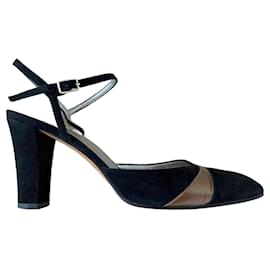 Autre Marque-Pumps in black nappa lambskin and French sacred copper T. 37,5-Black,Copper