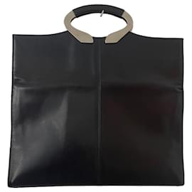 Autre Marque-Sublime sac cabas/pochette 60/70's Madler cuir noir-Noir
