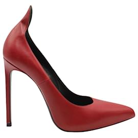 Saint Laurent-Saint Laurent Pointed Toe Pumps in Red Calf Leather-Red,Dark red