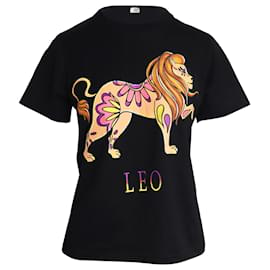 Alberta Ferretti-Alberta Ferretti Love Me Starlight Leo T-Shirt in Black Cotton-Black