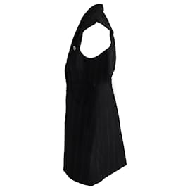 Sandro-Sandro Vaiana Stripe Tailored Mini Dress in Black Wool-Black
