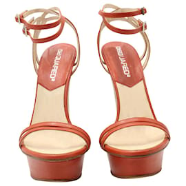 Dsquared2-Dsquared2 Sandalias de tacón en bloque con punta abierta en cuero naranja-Naranja