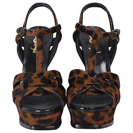 Saint Laurent-Saint Laurent Tribute 105 Platform Sandals in Animal Print Pony Hair-Other