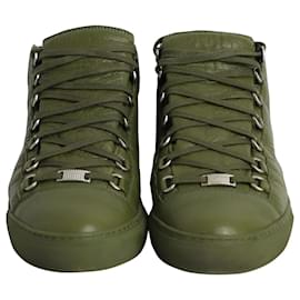Balenciaga-Balenciaga Arena High Top Sneakers in Green Leather-Green