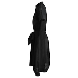 Lisa Marie Fernandez-Lisa Marie Fernandez Eyelet Belted Shirt Dress in Black Cotton-Black