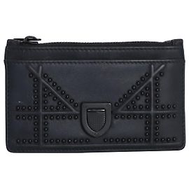 Dior Diorama Zipped Cardholder in Matte Black Leather Black