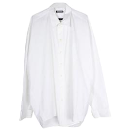Balenciaga-Balenciaga Chemise All Over Logo en Coton Blanc-Blanc