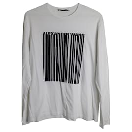 Alexander Wang-Alexander Wang Logo Barcode Langarmshirt aus weißer Baumwolle-Andere