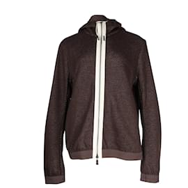 Ermenegildo Zegna-Ermenegildo Zegna Zip-Up Hoodie in Brown Cashmere-Brown