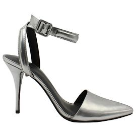 Alexander Wang Ankle Strap Metallic Pumps in Silver Patent Leather Silvery Metallic