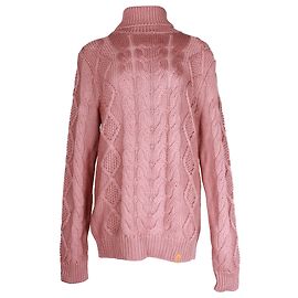 Tod's Cable-Knit Turtleneck Sweater in Pink Merino Wool Other