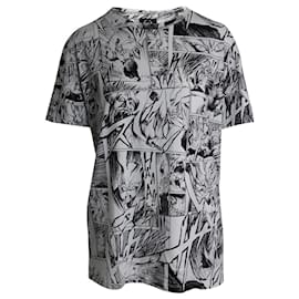 Alexander Mcqueen-MCQ Alexander McQueen T-Shirt mit Manga-Print aus schwarz-weißer Baumwolle-Mehrfarben