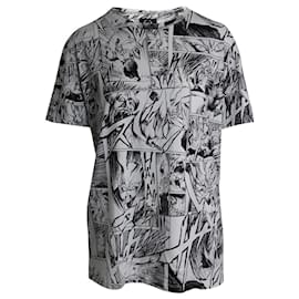 Alexander Mcqueen-Camiseta con estampado de manga Alexander McQueen de MCQ en algodón blanco y negro-Multicolor