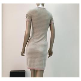Chanel-Chanel Striped Cashmere Knit Logo Embroidered Dress-Multiple colors