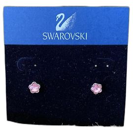 Pendientes de tuerca de SWAROVSKI de cristal rosa con forma de flor vintage Plata Rosa Hardware de plata