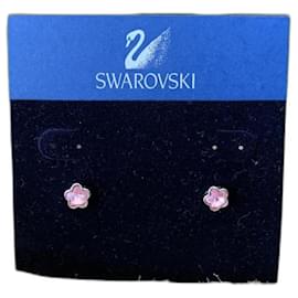 Swarovski-SWAROVSKI Boucles d’oreilles fleurs roses-Argenté,Rose,Bijouterie argentée