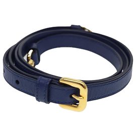 PRADA Shoulder Strap Saffiano Leather 46.1""-50"" Blue Auth am4235 Blue